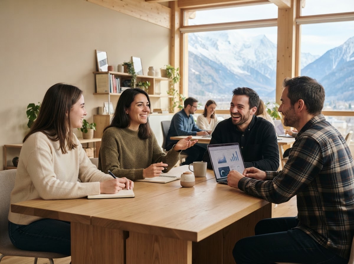 Cime Capitange — équipe analysant des tableaux de données financières